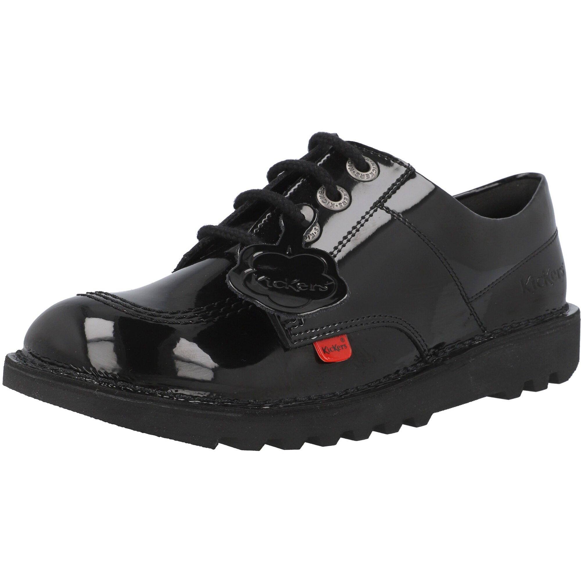Kickers Kick Lo Black Patent School Shoes