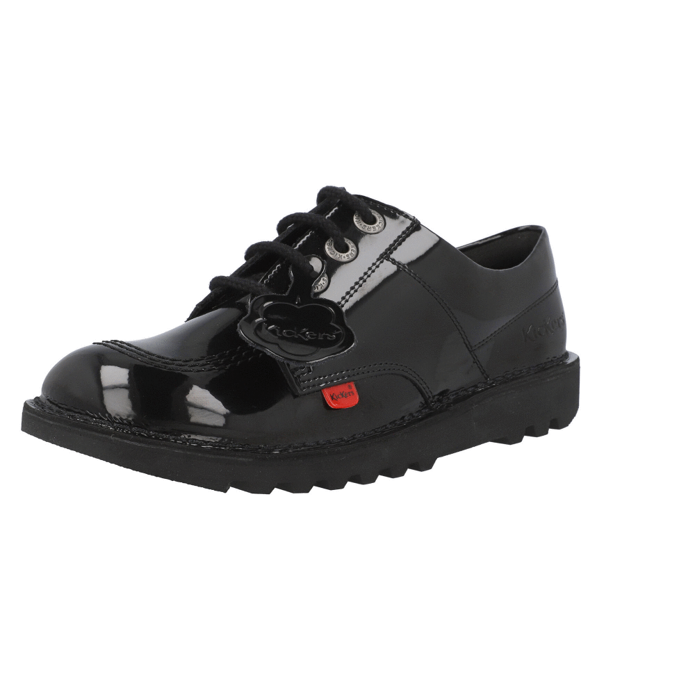 Kickers Kick Lo Black Patent School Shoes