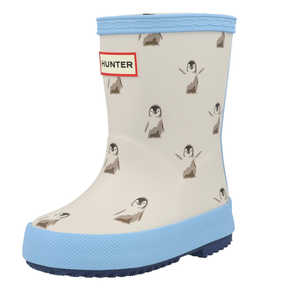 Hunter Kids First Penguin Print Boot Sand HFRK0042252EG
