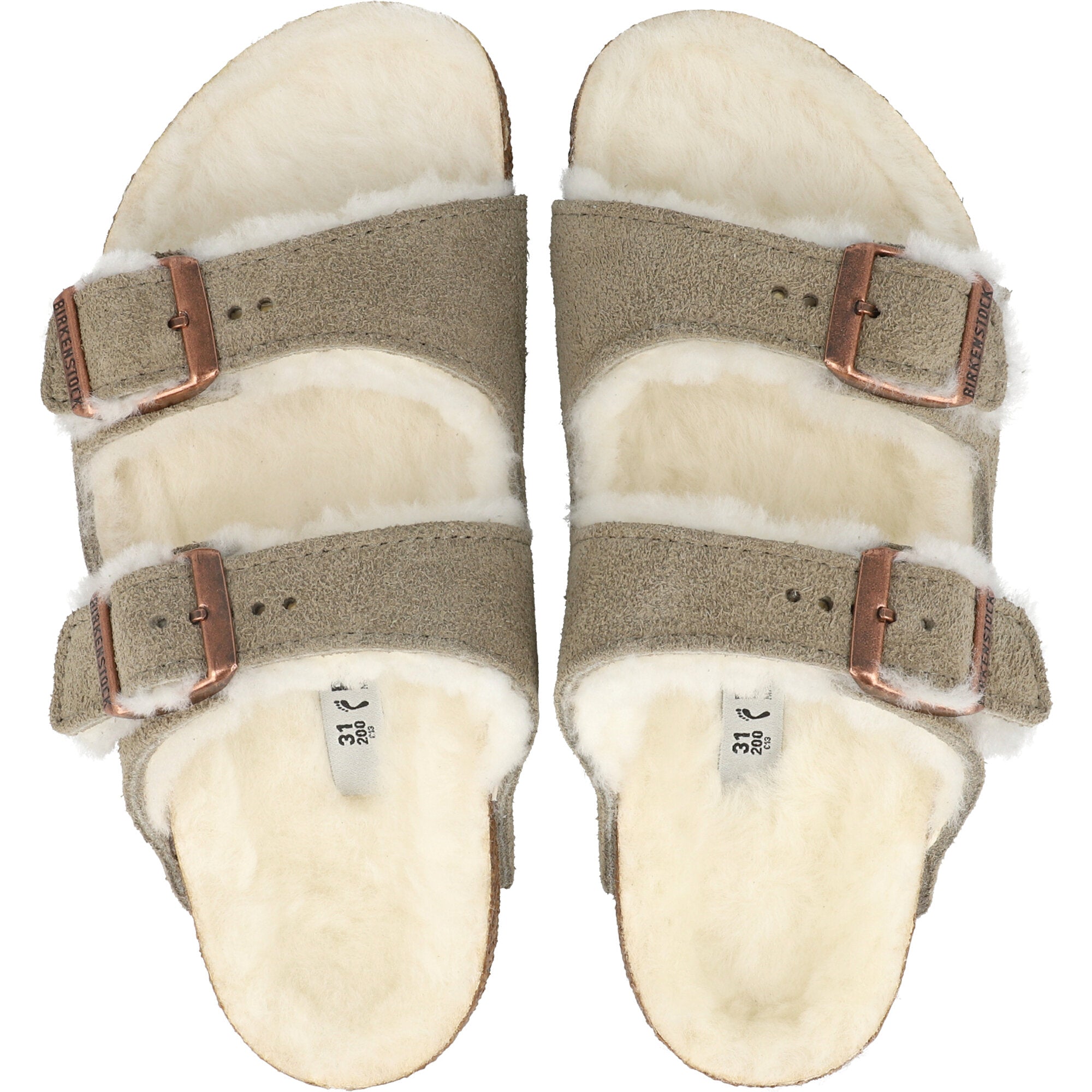 Birkenstock Arizona Shearling Kids Taupe Sandals – Awesome Shoes