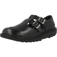 Kickers Kick T Double Black Leather School Shoes - 5.5 US Womens